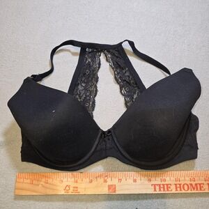 Soma Bra 32DD Black Embraceable Full Coverage Lace Racerback Underwire